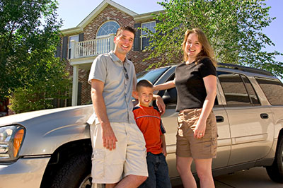 Family with car insurance